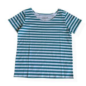 June & January Teal Stripe Ballet Tee Cotton Girls 9/10